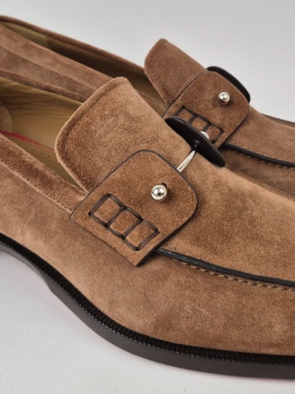 Christian Louboutin Men's Brown Suede Chambelimoc Loafer Size 44/ US 11